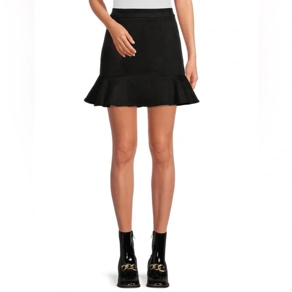 NWT $79 a loves a Ruffle Hem Faux Suede Skirt - Picture 1 of 7